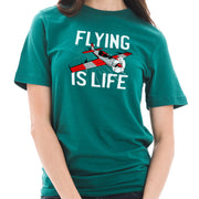 Flying Is Life Graphic Design Unisex Short Sleeve Cotton Jersey T-Shirt