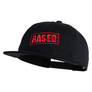 Based Stamp Embroidered Unconstructed High Profile Cotton Flat Bill Cap - Black OSFM