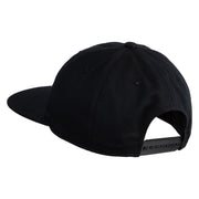 Based Stamp Embroidered Unconstructed High Profile Cotton Flat Bill Cap - Black OSFM