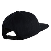 Based Stamp Embroidered Unconstructed High Profile Cotton Flat Bill Cap - Black OSFM