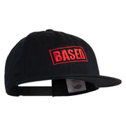Based Stamp Embroidered Unconstructed High Profile Cotton Flat Bill Cap - Black OSFM