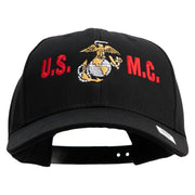 USMC Design Embroidered 6 Panel Structured Cotton Twill Cap Made in USA