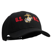 USMC Design Embroidered 6 Panel Structured Cotton Twill Cap Made in USA