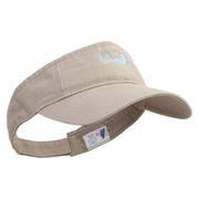 Fish Stingray Embroidered Cotton Twill Washed Soft Visors - Khaki OSFM