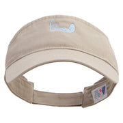 Fish Stingray Embroidered Cotton Twill Washed Soft Visors - Khaki OSFM