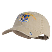AFMC Air Force Materiel Command Veteran Embroidered Washed Solid Pigment Dyed Cotton Twill Brass Buckle Cap - Khaki OSFM