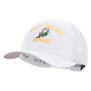 Licensed US Navy Seabee Retired Embroidered Flexfit Mesh Trucker Cap - White OSFM