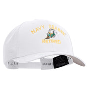 Licensed US Navy Seabee Retired Embroidered Flexfit Mesh Trucker Cap - White OSFM