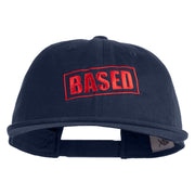 Based Stamp Embroidered Unconstructed High Profile Cotton Flat Bill Cap - Navy OSFM