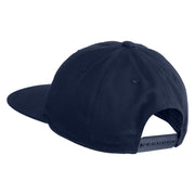Based Stamp Embroidered Unconstructed High Profile Cotton Flat Bill Cap - Navy OSFM