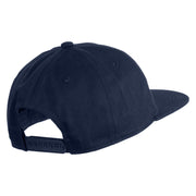 Based Stamp Embroidered Unconstructed High Profile Cotton Flat Bill Cap - Navy OSFM