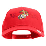 USMC Design Embroidered 6 Panel Structured Cotton Twill Cap Made in USA