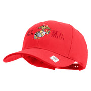 USMC Design Embroidered 6 Panel Structured Cotton Twill Cap Made in USA