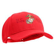 USMC Design Embroidered 6 Panel Structured Cotton Twill Cap Made in USA