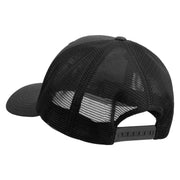 Licensed US Navy Seabee Retired Embroidered Flexfit Mesh Trucker Cap - Black OSFM