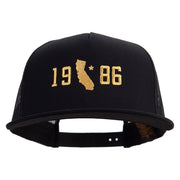 California 1986 5 Panel Mesh Trucker Snapback Cap - Black OSFM