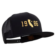 California 1986 5 Panel Mesh Trucker Snapback Cap - Black OSFM