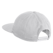 Based Stamp Embroidered Unconstructed High Profile Cotton Flat Bill Cap - White OSFM