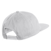 Based Stamp Embroidered Unconstructed High Profile Cotton Flat Bill Cap - White OSFM