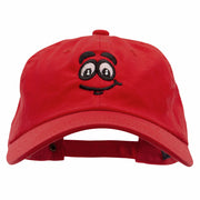 High Smiley Face Embroidered Unstructured Cotton Twill Washed Cap