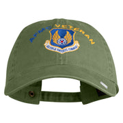 AFMC Air Force Materiel Command Veteran Embroidered Washed Solid Pigment Dyed Cotton Twill Brass Buckle Cap - Olive OSFM
