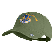 AFMC Air Force Materiel Command Veteran Embroidered Washed Solid Pigment Dyed Cotton Twill Brass Buckle Cap - Olive OSFM
