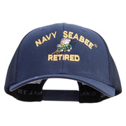 Licensed US Navy Seabee Retired Embroidered Flexfit Mesh Trucker Cap - Navy OSFM