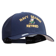 Licensed US Navy Seabee Retired Embroidered Flexfit Mesh Trucker Cap - Navy OSFM