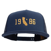 California 1986 5 Panel Mesh Trucker Snapback Cap - Navy OSFM