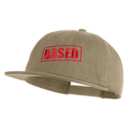 Based Stamp Embroidered Unconstructed High Profile Cotton Flat Bill Cap - Khaki OSFM