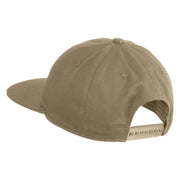 Based Stamp Embroidered Unconstructed High Profile Cotton Flat Bill Cap - Khaki OSFM