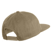Based Stamp Embroidered Unconstructed High Profile Cotton Flat Bill Cap - Khaki OSFM