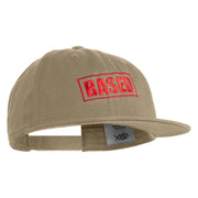 Based Stamp Embroidered Unconstructed High Profile Cotton Flat Bill Cap - Khaki OSFM
