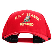 Licensed US Navy Seabee Retired Embroidered Flexfit Mesh Trucker Cap - Red OSFM