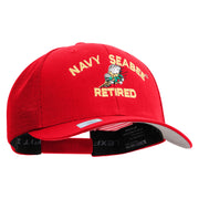 Licensed US Navy Seabee Retired Embroidered Flexfit Mesh Trucker Cap - Red OSFM