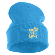 Do What You Love Embroidered 12" Cuffed Knit Long Beanie - Carolina Blue OSFM