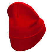 Tent Campfire Embroidered 12 Inch Long Knitted Beanie - Red OSFM