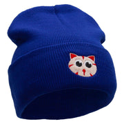 Kitty Embroidered 12 Inch Long Knitted Beanie - Royal OSFM