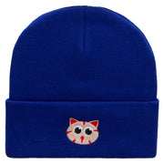 Kitty Embroidered 12 Inch Long Knitted Beanie - Royal OSFM