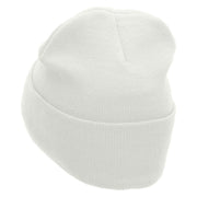 Kitty Embroidered 12 Inch Long Knitted Beanie - White OSFM