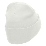 Kitty Embroidered 12 Inch Long Knitted Beanie - White OSFM