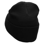 Kitty Embroidered 12 Inch Long Knitted Beanie - Black OSFM