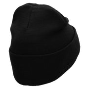 Kitty Embroidered 12 Inch Long Knitted Beanie - Black OSFM