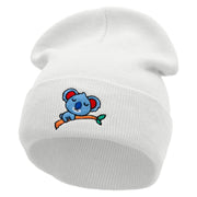 Koala Be Sleeping Embroidered 12 inch Acrylic Cuffed Long Beanie - White OSFM