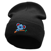 Koala Be Sleeping Embroidered 12 inch Acrylic Cuffed Long Beanie - Black OSFM