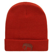 Walking Elephant Embroidered 12 Inch Long Knitted Beanie - Rust OSFM