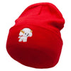 Cute Dog Pinball Embroidered 12 Inch Long Knitted Beanie - Red OSFM