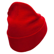 Cute Dog Pinball Embroidered 12 Inch Long Knitted Beanie - Red OSFM