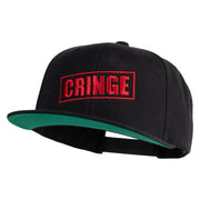 Cringe Stamp Embroidered Wool Blend Prostyle Snapback Cap - Black OSFM