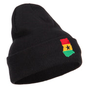 Ghana Flag Map Embroidered Long Beanie